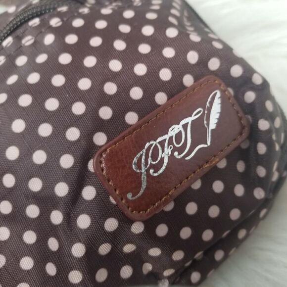 Nylon Brown Polkadot crossbody bag. - Picture 4 of 8